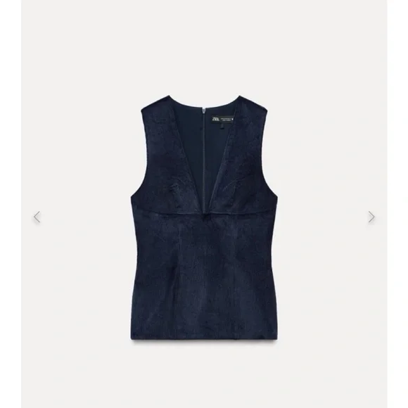 Zara Corduroy Top in Navy - M - Picture 2 of 6